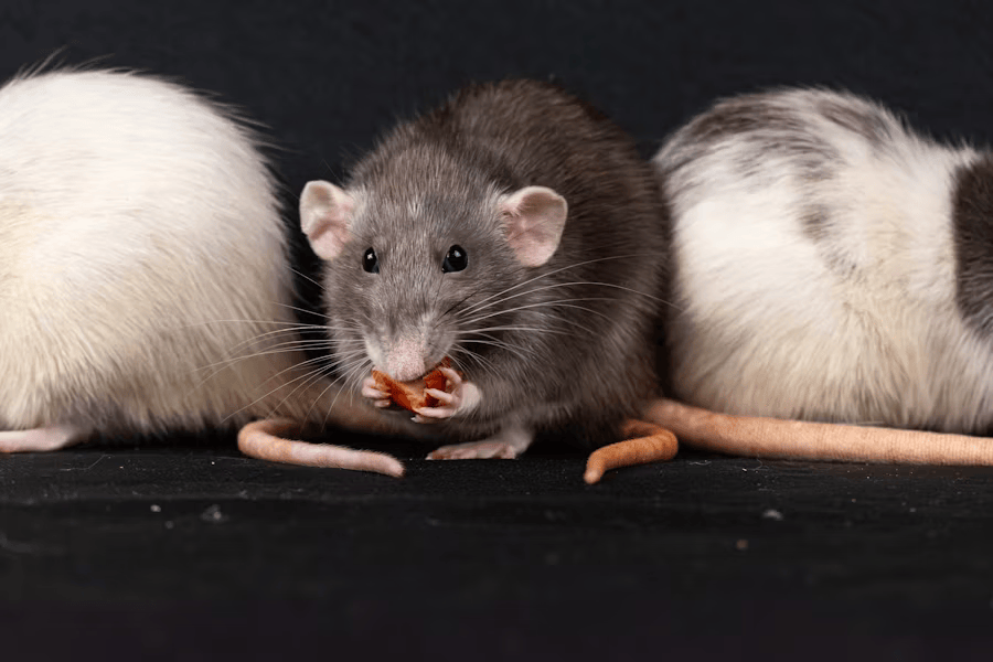 Ratten, die etwas essen.