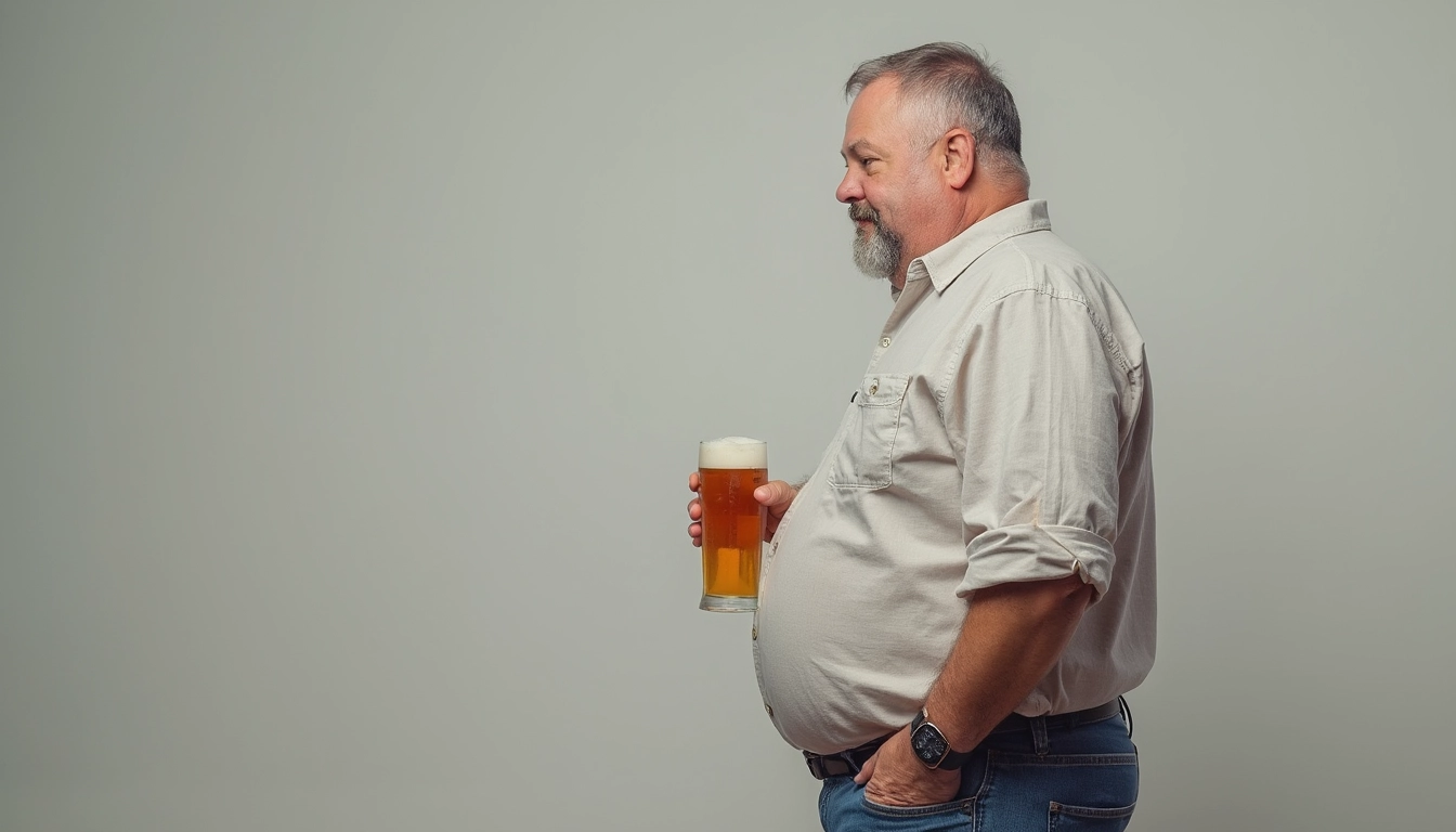Mann mit Bierglas im Profil.