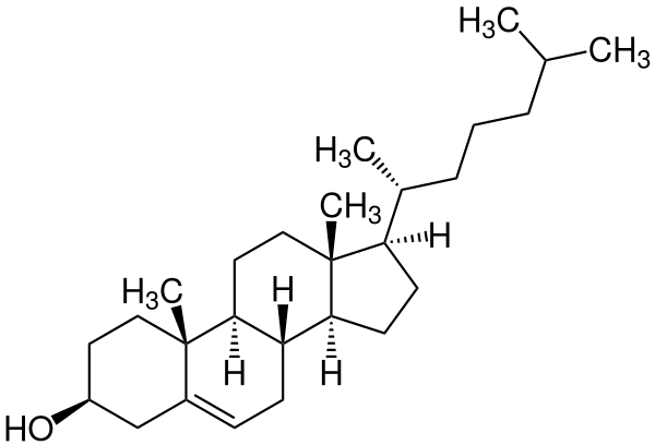 Strukturformel von Cholesterin.